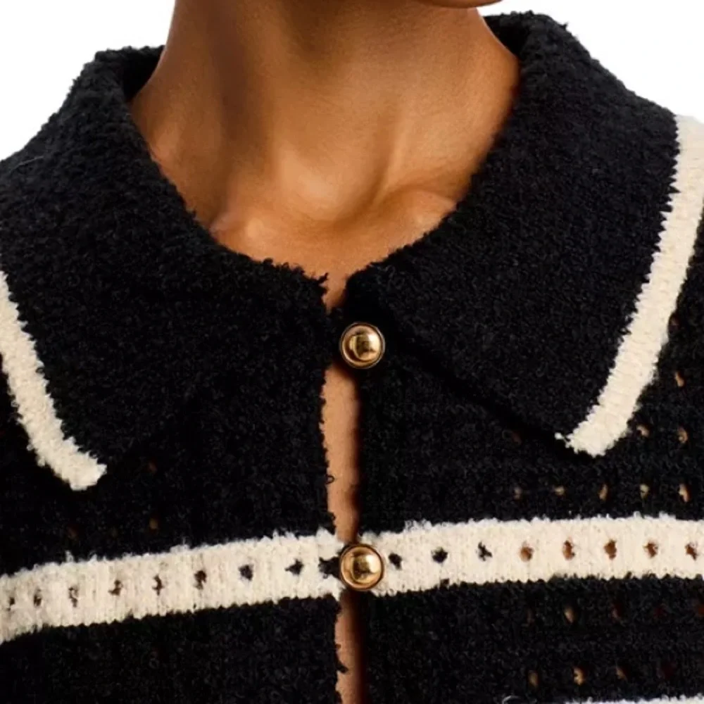 NWT Line and Dot Let Me Be Cardigan in Black and Ivory, Size L - Picture 3 of 14